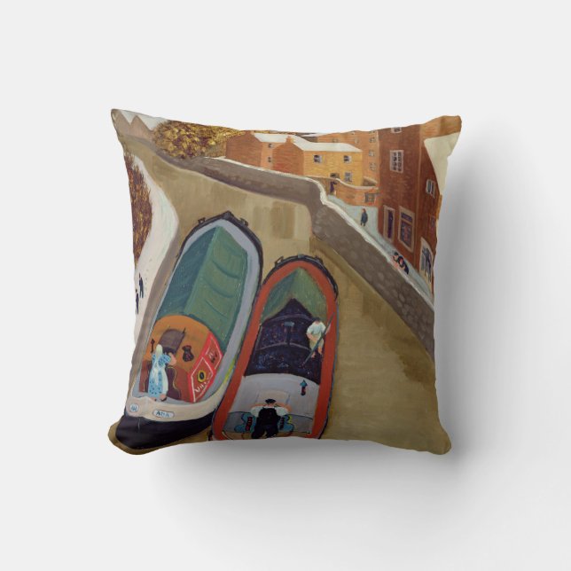 Narrow Boats Throw Pillow (Front)