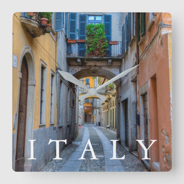 Narrow city street, Italy Square Wall Clock (Front)
