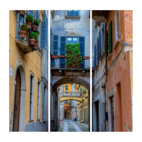 Narrow city street Italy Triptych