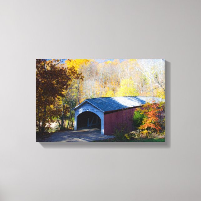 Narrow Covered Bridge Parke County, Indiana Canvas Print (Front)