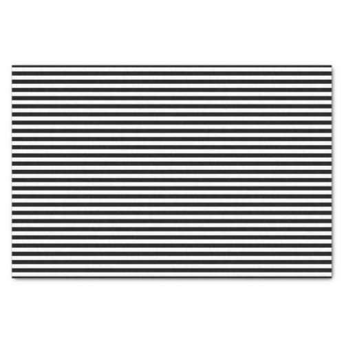 Narrow Deepest Black and White Striped Pattern Tissue Paper