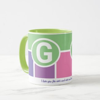 Narrow Feminine Stripes with Monogram Coffee