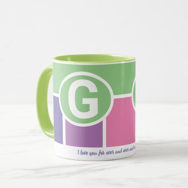 Narrow Feminine Stripes with Monogram Coffee Mug (Front Left)