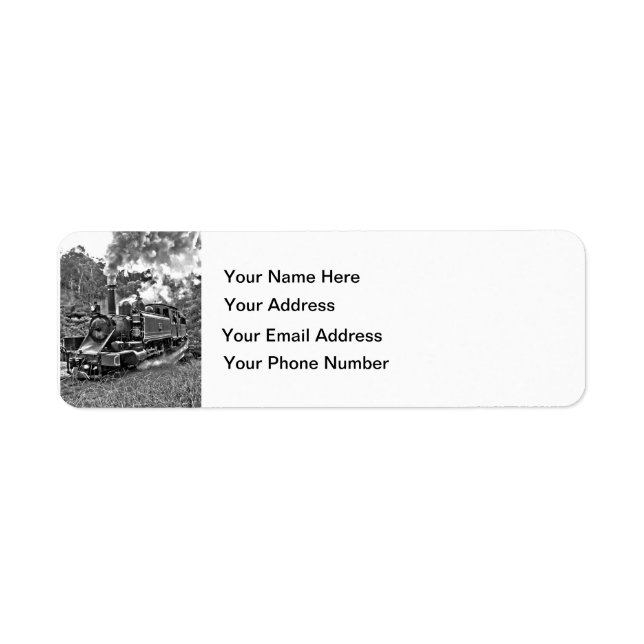 Narrow Gauge Steam Train Black and White Label (Front)