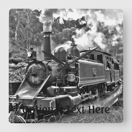 Narrow Gauge Steam Train Puffing Engine Square Wall Clock
