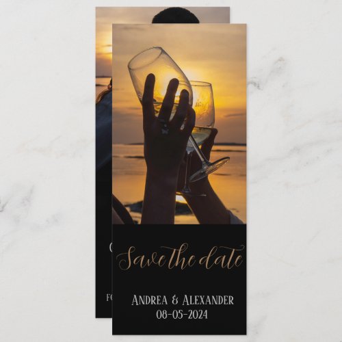 Narrow shaped photo Remember to Save The Date Card