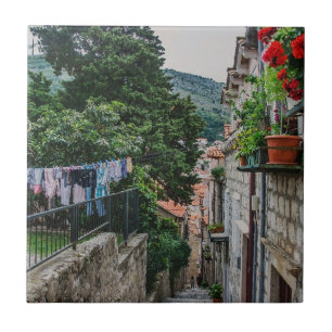 Narrow stone street in Dubrovnik Canvas Print Ceramic Tile