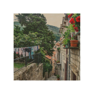 Narrow stone street in Dubrovnik Wood Wall Art