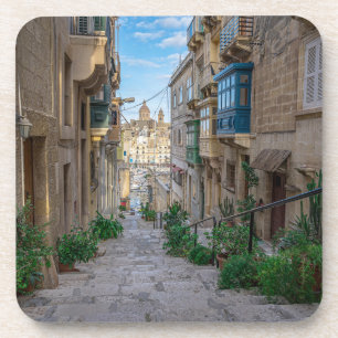 Narrow stone street in Malta Beverage Coaster