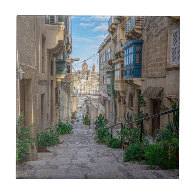 Narrow stone street in Malta Ceramic Tile (Front)
