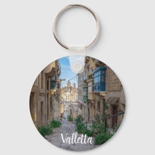 Narrow stone street in Malta Keychain