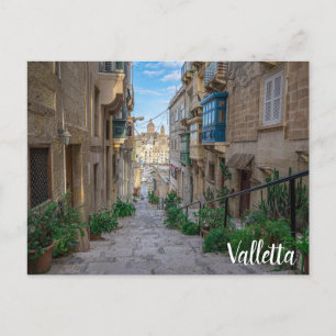 Narrow stone street in Malta Postcard