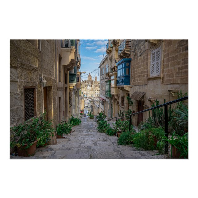 Narrow stone street in Malta Poster (Front)