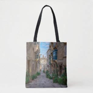 Narrow stone street in Malta Tote Bag