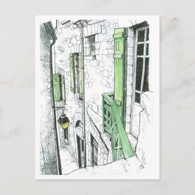 Narrow Street at the Mont St. Michel Postcard (Front)