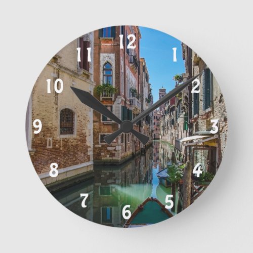 Narrow street canal in Venice Acrylic Wall Clock