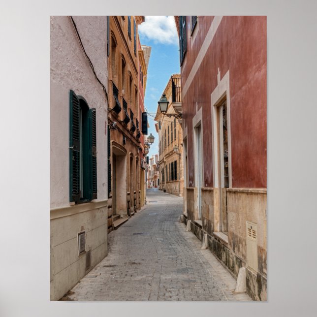 Narrow street in Ciutadella - Menorca, Spain Poster (Front)