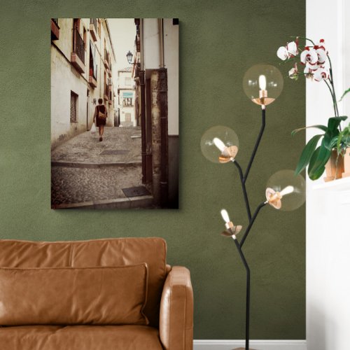 Narrow street in Granada Old Town photo Faux Canvas Print