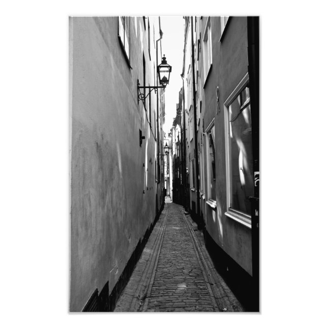 Narrow street in Stockholm Photo Print (Front)