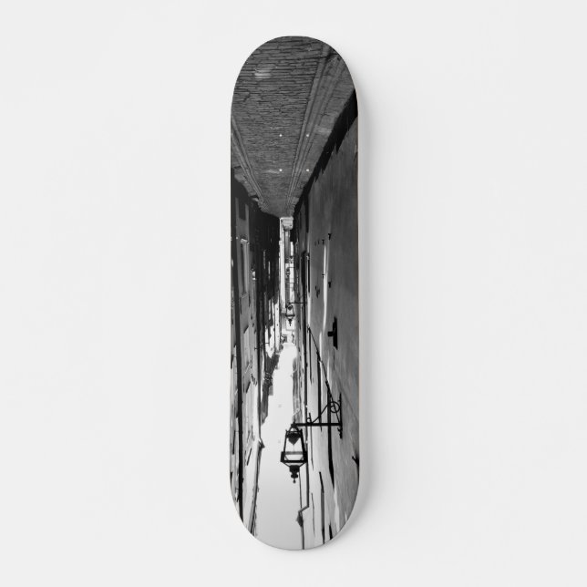Narrow street in Stockholm Skateboard Deck (Front)