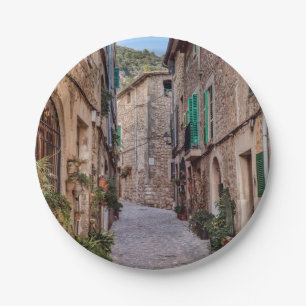 Narrow street in Valldemossa village - Mallorca Paper Plates