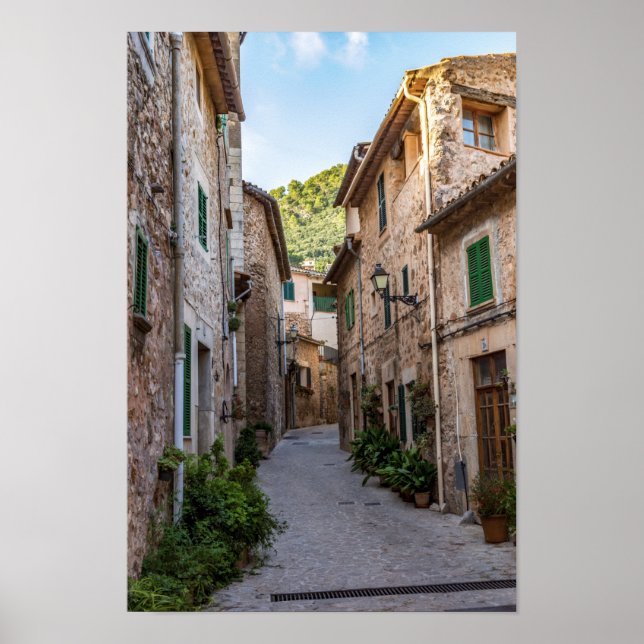 Narrow street in Valldemossa village - Mallorca Poster (Front)