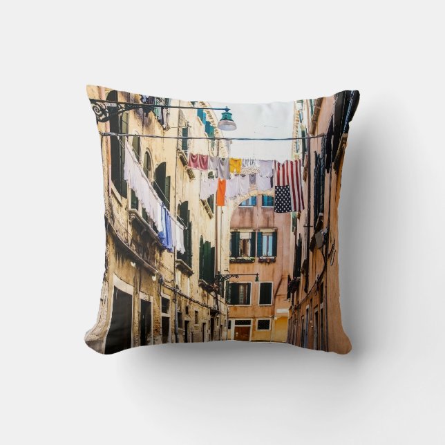 Narrow street in Venice Throw Pillow (Front)