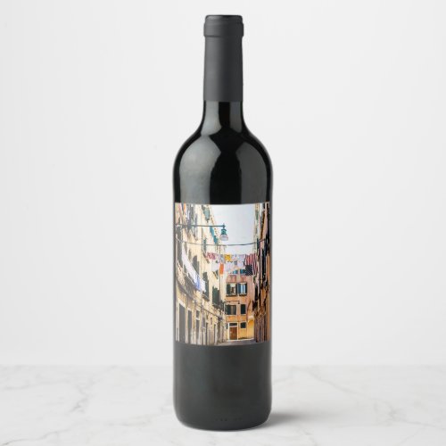 Narrow street in Venice Wine Label
