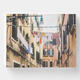 Narrow street in Venice Wooden Box Sign