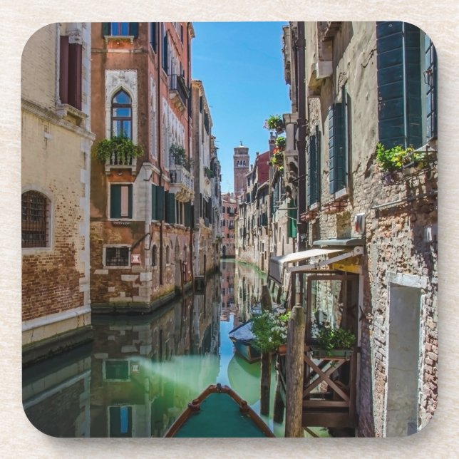 Narrow street with canal in Venice Beverage Coaster (Front)