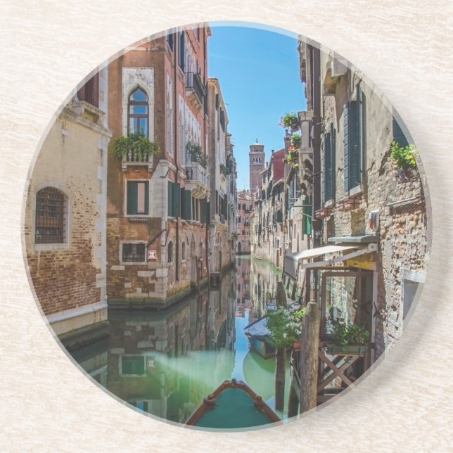 Narrow street with canal in Venice Coaster (Front)