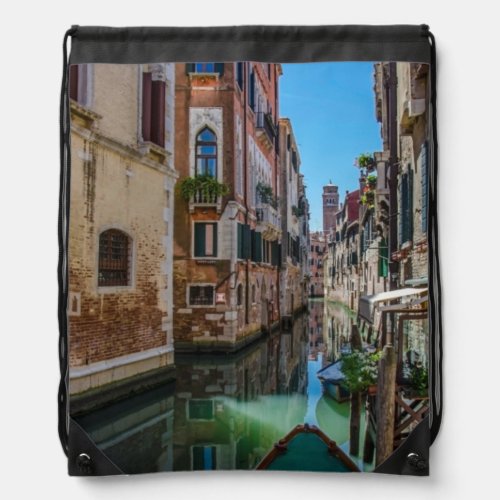 Narrow street with canal in Venice Drawstring Bag