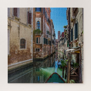Narrow street with canal in Venice Jigsaw Puzzle