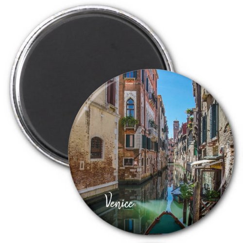 Narrow street with canal in Venice Magnet