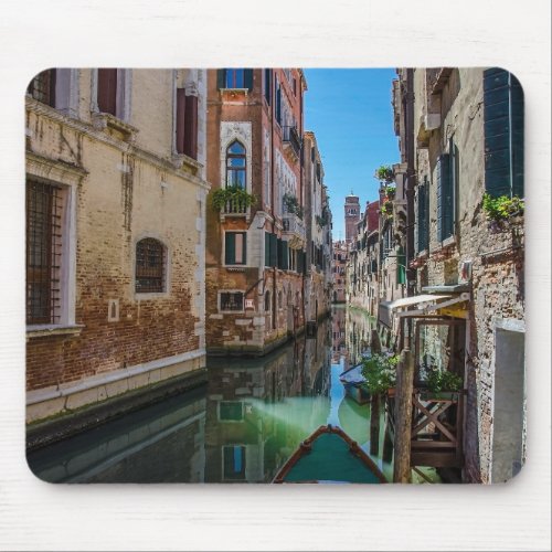 Narrow street with canal in Venice Mouse Pad