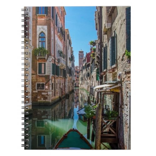 Narrow street with canal in Venice Notebook