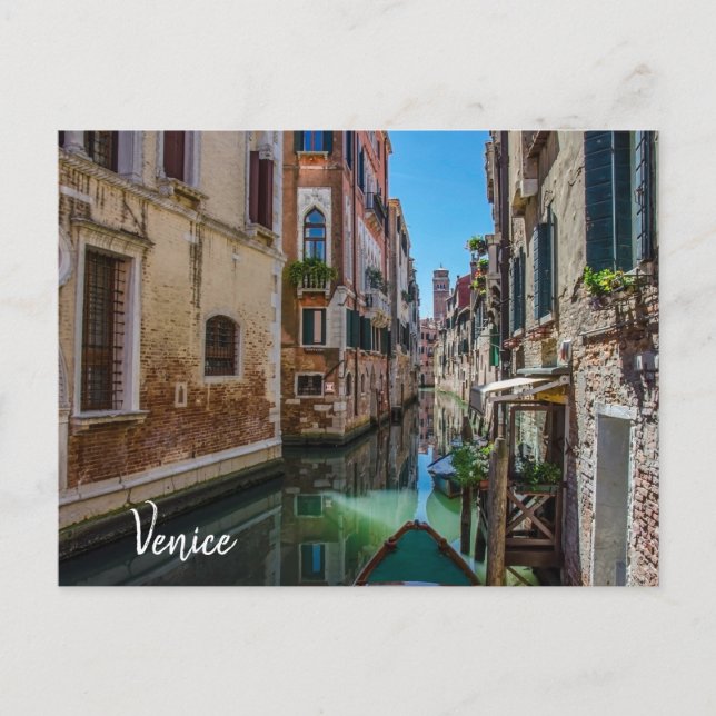 Narrow street with canal in Venice Postcard (Front)