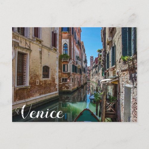 Narrow street with canal in Venice Postcard