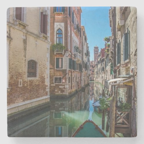 Narrow street with canal in Venice Stone Coaster