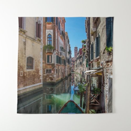Narrow street with canal in Venice Tapestry