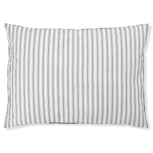 Narrow Stripe Charcoal Gray White Mattress Ticking Pet Bed