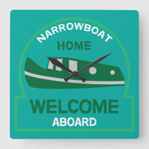 Narrowboat -  Accessories - Canal Boat Gifts Square Wall Clock
