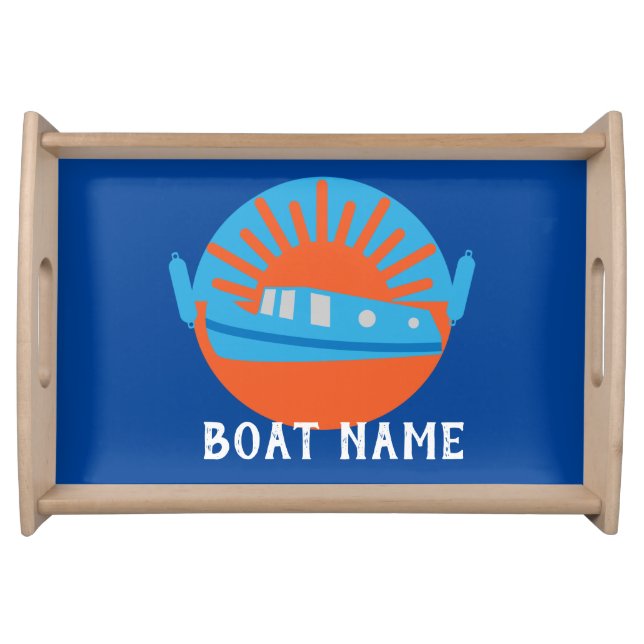 Narrowboat Canal Boat Living Doormat Keychain Serving Tray (Front)