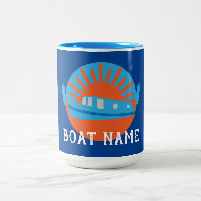 Narrowboat Canal Boat Living Doormat Keychain Two-Tone Coffee Mug (Center)
