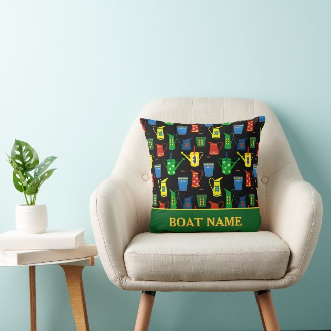 Narrowboat Canal Boat Name Patterned Throw Pillow (Chair)