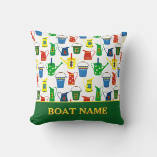 Narrowboat Canal Boat Name Throw Pillow