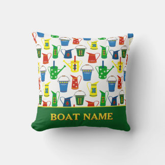 Narrowboat Canal Boat Name Throw Pillow