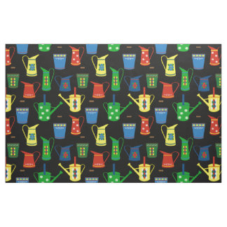 Narrowboat Canal Boat Patterned Black Fabric