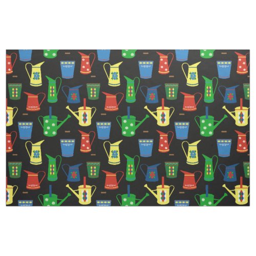 Narrowboat Canal Boat Patterned Black Fabric