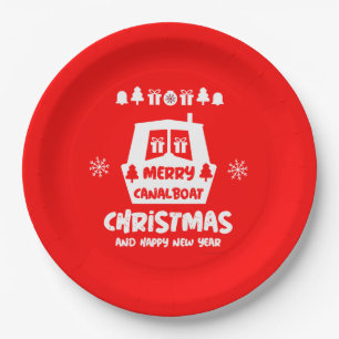 Narrowboat Canal Christmas Xmas Gifts Paper Plates